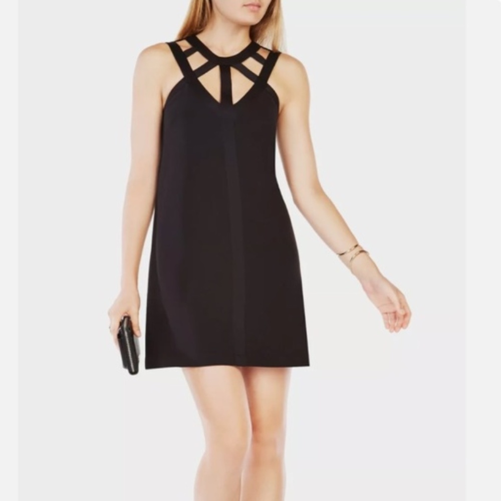 BCBGMaxAzria Black Cutout Shift Dress size XS